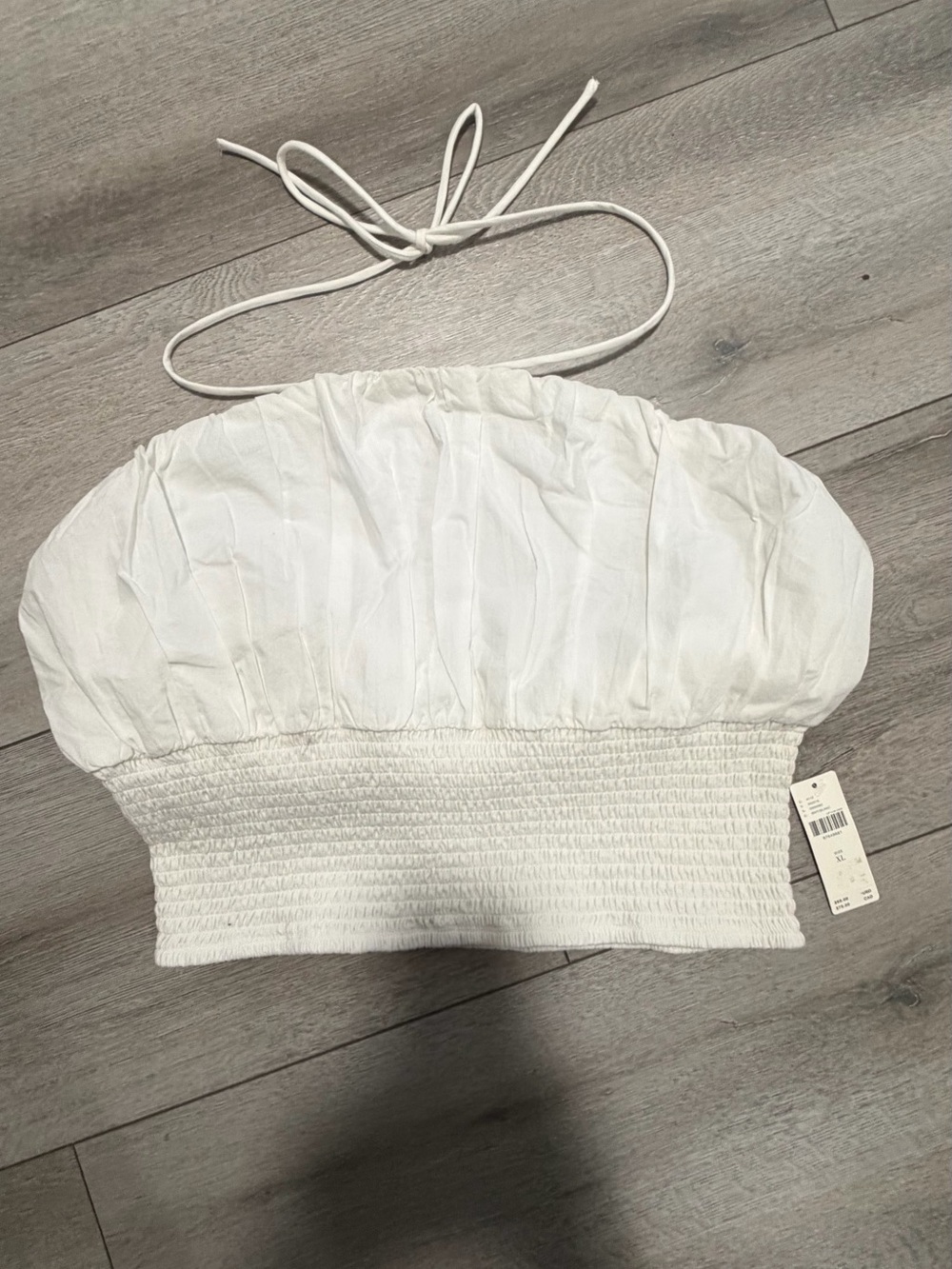 Maeve by Anthropologie White Smocked Halter Crop Top